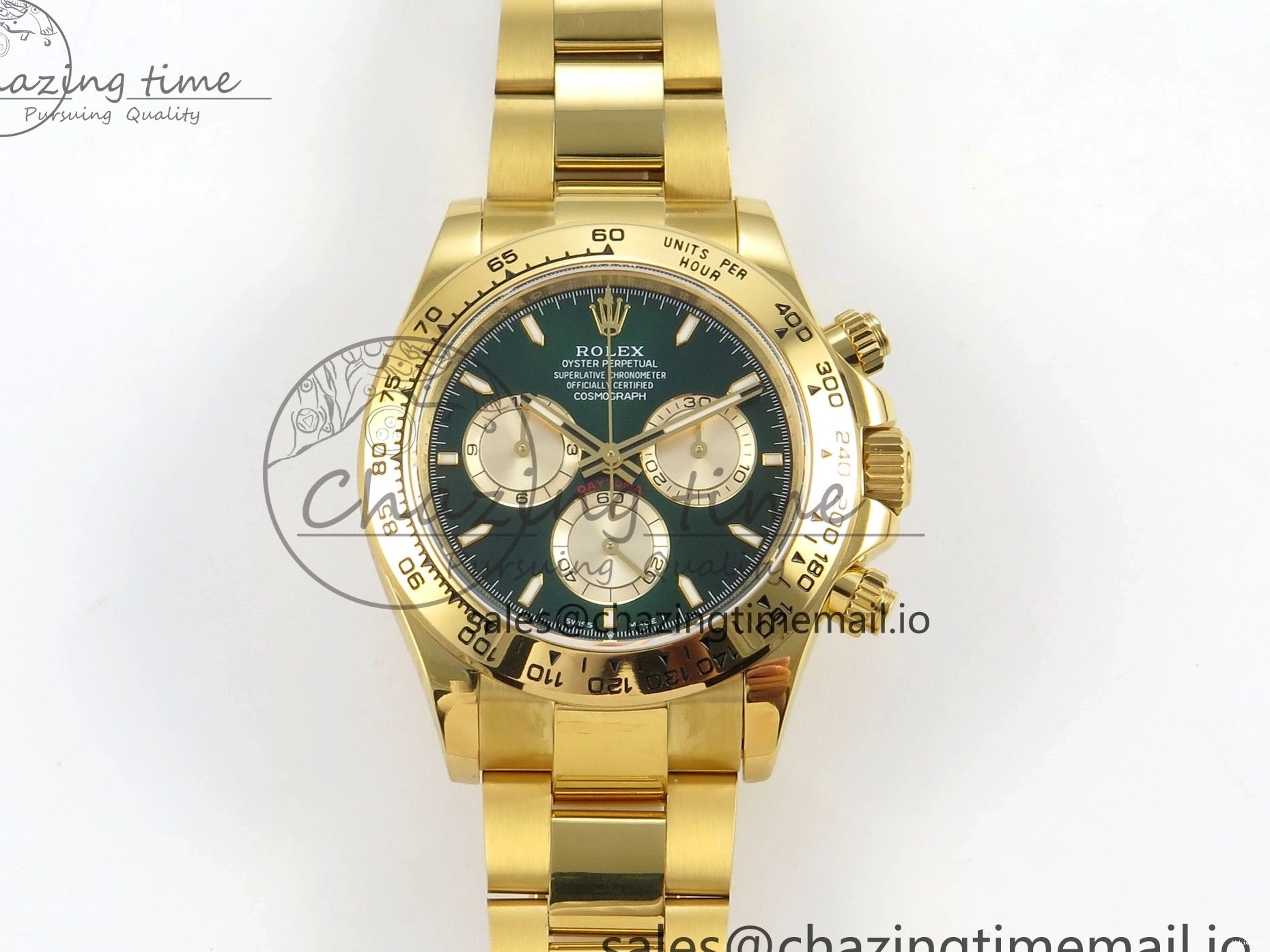 1:1 Edition V6（Gain YG Dial Weight） QF Daytona Best SH4131 Green On 126508 Markers Bracelet Stick 0105